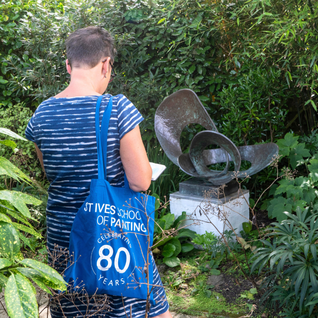 Students in Barbara Hepworth Sculpture garden 