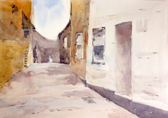 Painting St Ives in Watercolour - Street scene of St. Ives, David Webb course