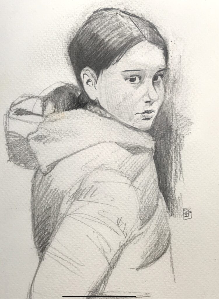 Portrait of girl in pencil by Steven Buckler