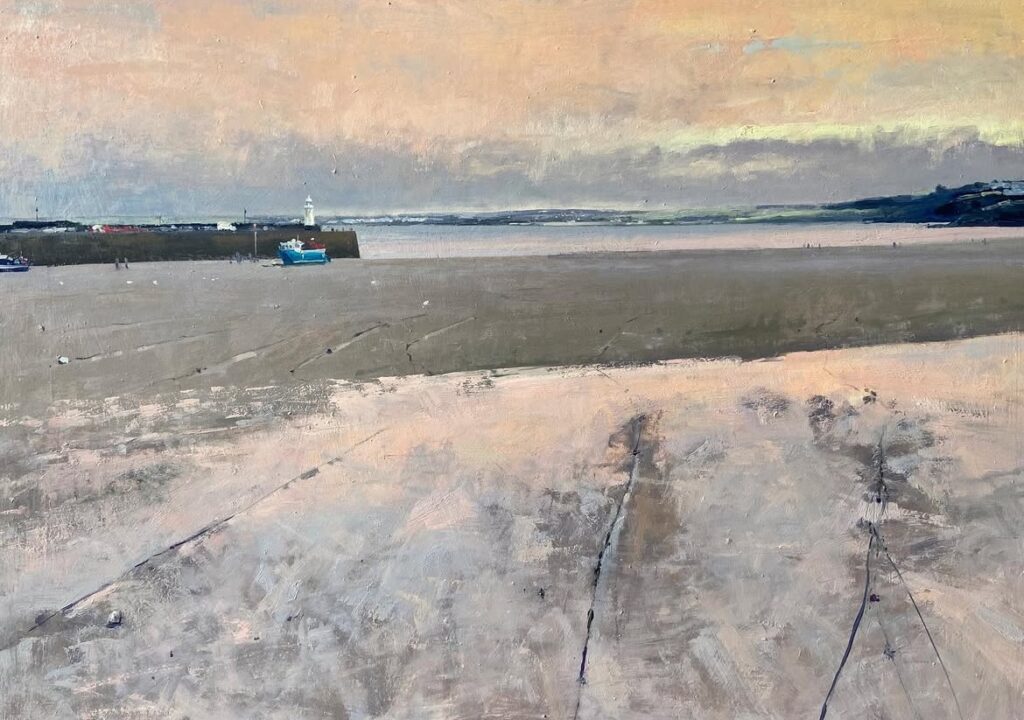 Oil painting of St Ives Beach by Andrew Barrowan, st ives school of painting