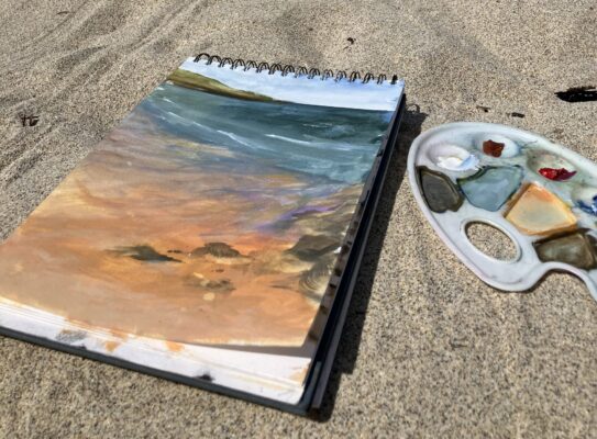 Greg Humphries Getting Started with oils course, painting en plein air on Porthmeor beach