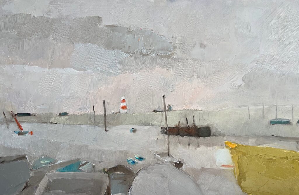 Painting of a coastal scene by Eleanor Crow