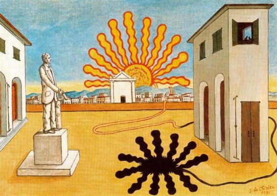 Rising Sun On The Plaza by Georgio de Chirico, 1976