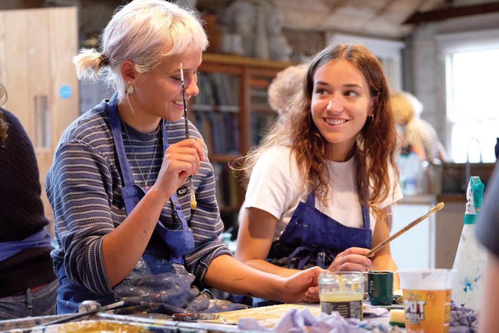 Young people enjoying an art class in St Ives