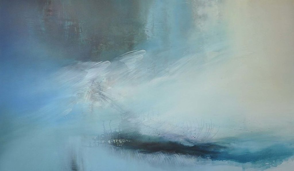 abstract landscape painting by Amy Albright inspired by St Ives landscape